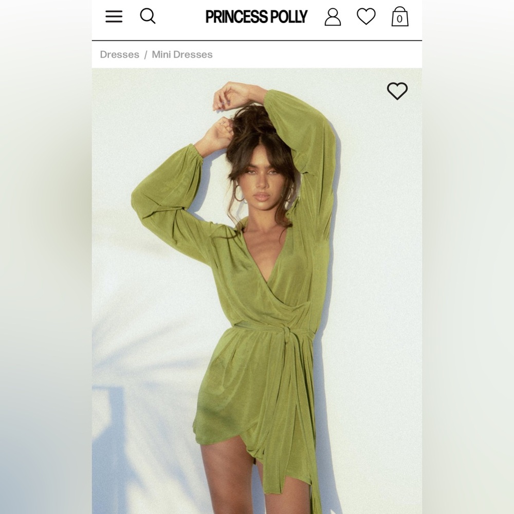 Princess Polly Green slinky wrap dress. Size US6.